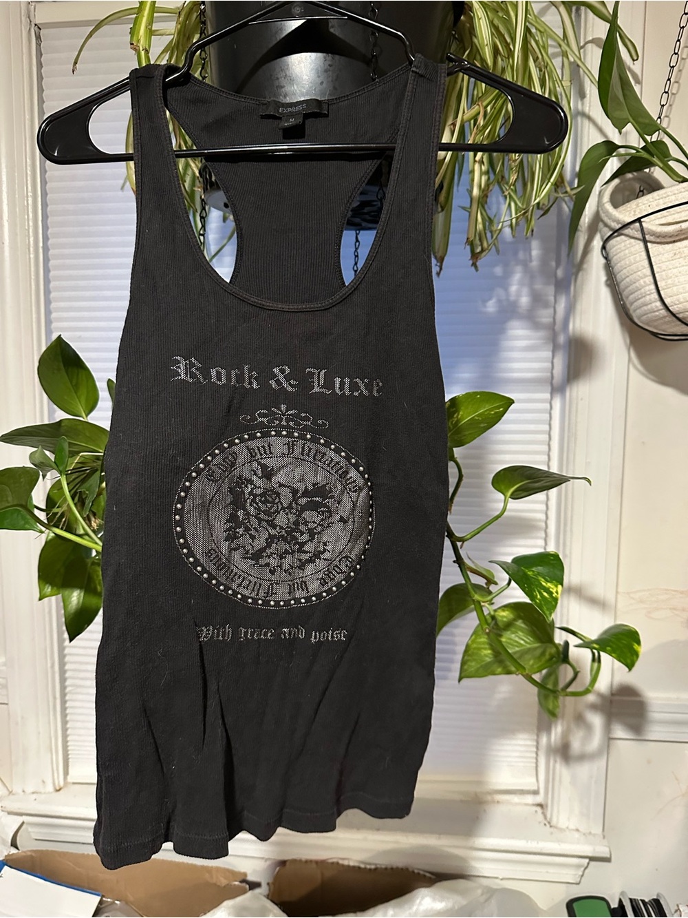 Vintage Express Black Ribbed Tank Top